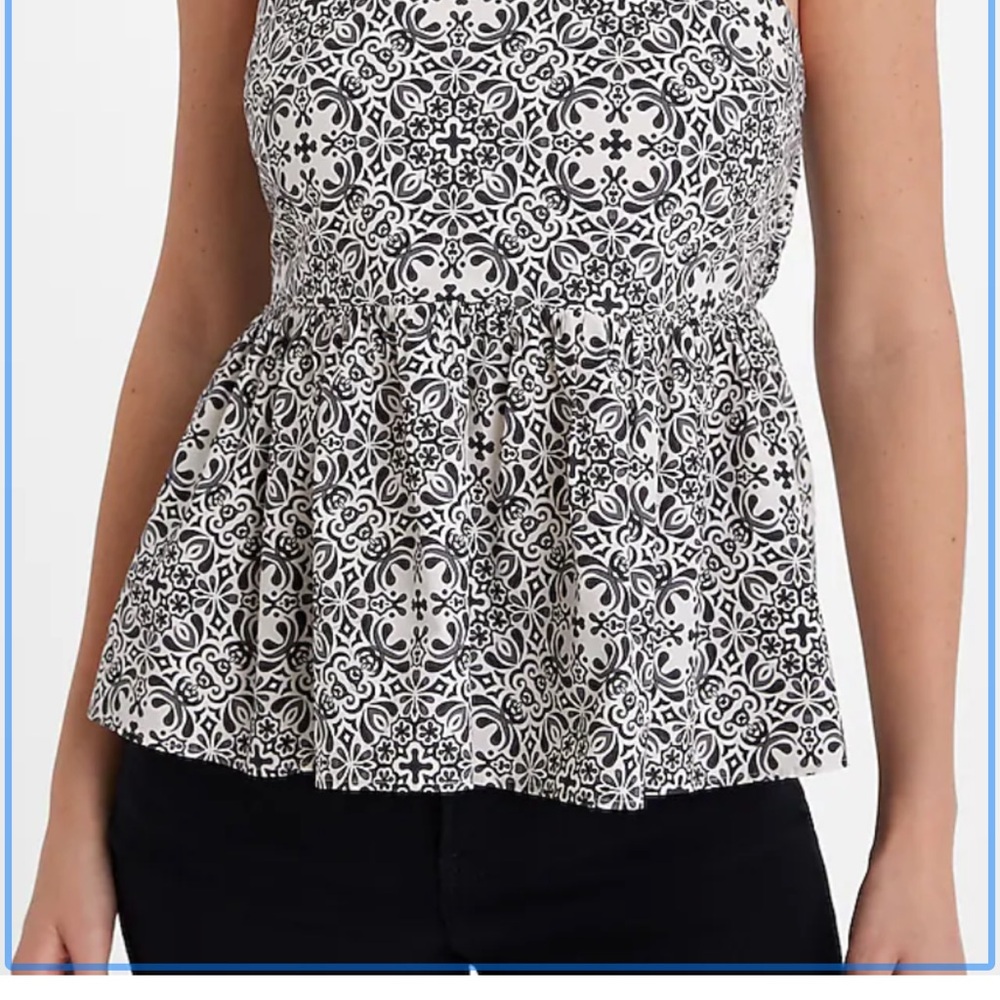 Express Black and White Patterned Women's peplum tank